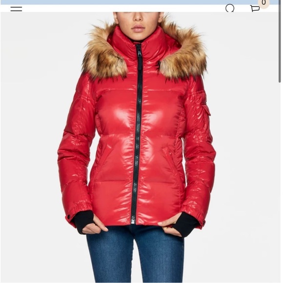 S13 womens red jacket. Premium down and feather fill. - Picture 2 of 8
